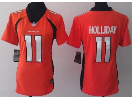 Women Nike Denver Broncos 11 Trindon Holliday Orange Jerseys 2013