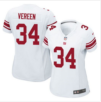 Women New Giants #34 Shane Vereen White Stitched NFL Elite Jersey