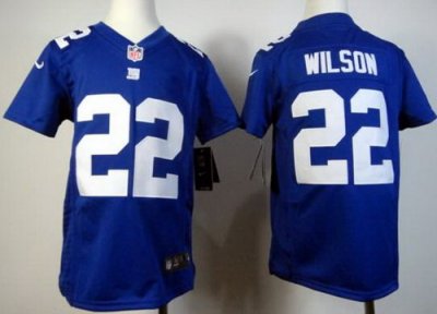 Youth Nike New York Giants 22 Wilson Blue Game Nike NFL Jerseys