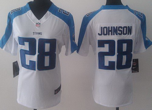 Women Nike Tennessee Titans 28 Chris Johnson White NFL Jerseys