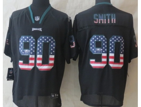 Nike Philadelphia Eagles 90 Marcus Smith Black Elite USA Flag Fashion NFL Jersey