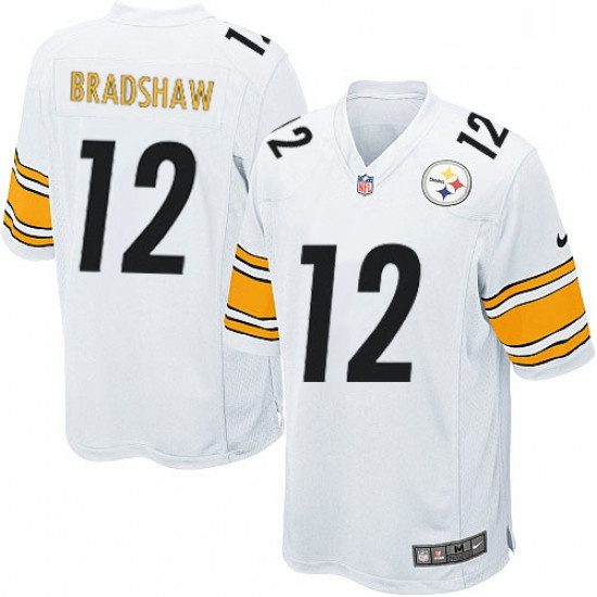 Mens Nike Pittsburgh Steelers 12 Terry Bradshaw Game White NFL Jersey