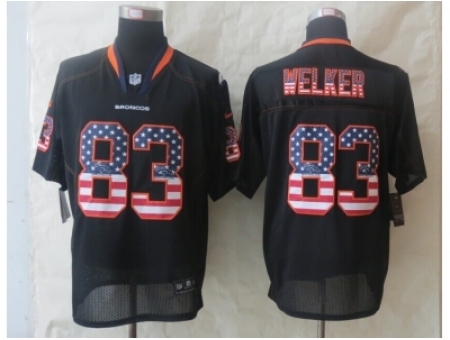 Nike Denver Broncos 83 Wes Welker Black Elite USA Flag Fashion NFL Jersey