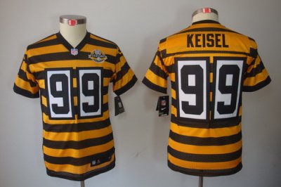 Youth Nike Pittsburgh Steelers 99# Brett Keisel Yellow-Black 80th Throwback Limited Jerseys