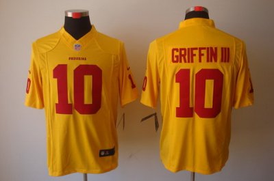 Nike NFL Washington Redskins #10 Robert Griffin III Yellow Color LIMITED NFL Jerseys