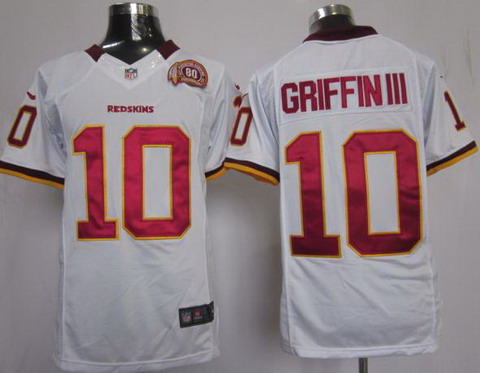 Nike Washington Redskins 10# Robert Griffin III White LIMITED Jersey W 80th P-atch