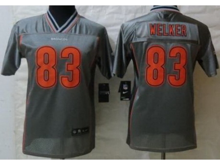 Youth Nike Denver Broncos 83 Wes Welker Grey Jersey(Vapor Elite)