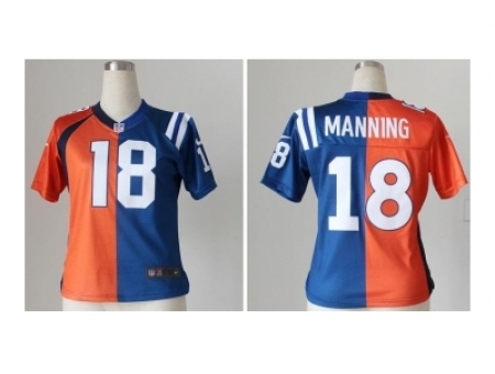 Nike Women Denver Broncos #18 Manning blue-orange[Elite split]