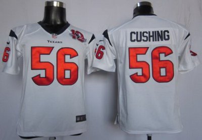 Youth Nike Houston Texans 56 Brian Cushing White Nike NFL Jerseys W 10TH Patch