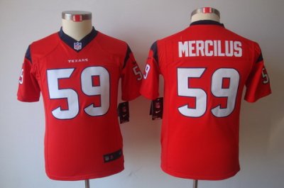 Youth Nike NFL Houston Texans #59 Whitney Mercilus Red Color Limited Jerseys