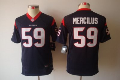 Youth Nike NFL Houston Texans #59 Whitney Mercilus Blue Color Limited Jerseys