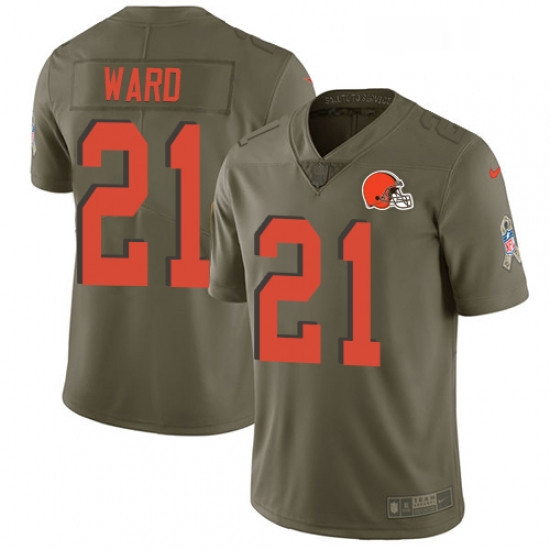 Mens Nike Cleveland Browns 21 Denzel Ward Limited Olive 2017 Salute to Service NFL Jersey