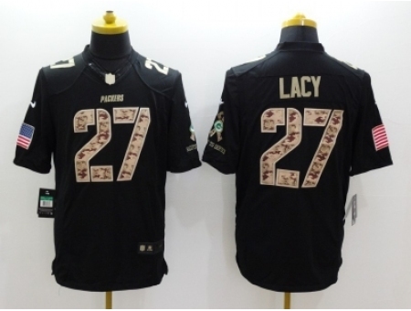 Nike Green Bay Packers 27 Eddie Lacy Black Limited Salute to Service NFL Jersey