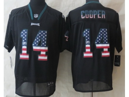 Nike Philadelphia Eagles 14 Riley Cooper Black Elite USA Flag Fashion NFL Jersey