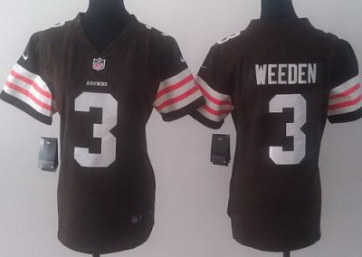 Women Nike Cleveland Browns 3 Brandon Weeden Brown NFL Jerseys