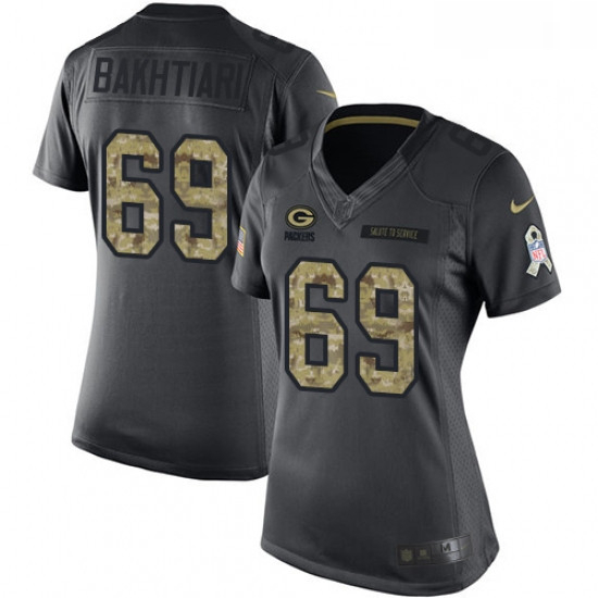 Womens Nike Green Bay Packers 69 David Bakhtiari Limited Black 2016 Salute to Service NFL Jersey