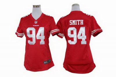 Women Nike San Francisco 49ers #94 Justin Smith Red Jersey