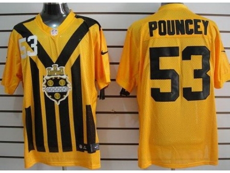 Nike Pittsburgh Steelers 53 Maurkice Pouncey Yellow Elite1933s Throwback NFL Jersey