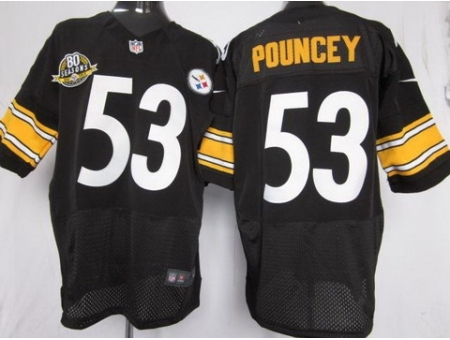 Nike Pittsburgh Steelers 53 Maurkice Pouncey Black Elite W 80 Anniversary Patch NFL Jersey