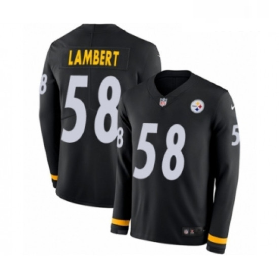 Mens Nike Pittsburgh Steelers 58 Jack Lambert Limited Black Therma Long Sleeve NFL Jersey