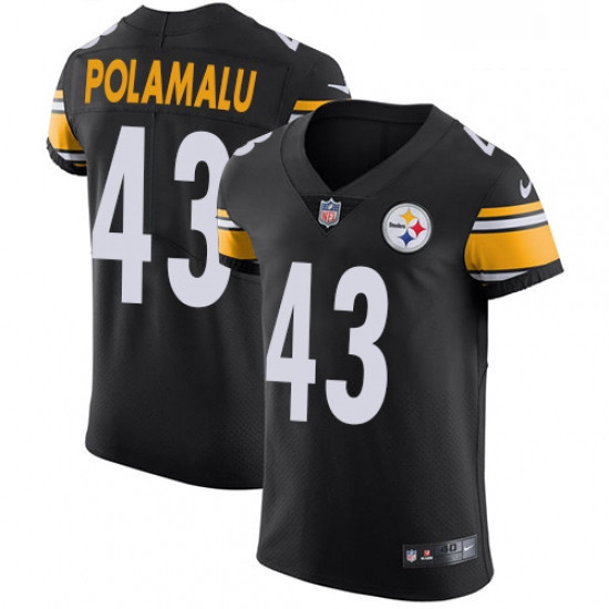 Mens Nike Pittsburgh Steelers 43 Troy Polamalu Black Team Color Vapor Untouchable Elite Player NFL J