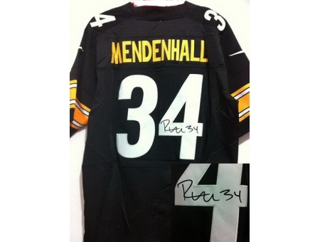 Nike Pittsburgh Steelers 34 Rashard Mendenhall Black Elite Signed NFL Jersey