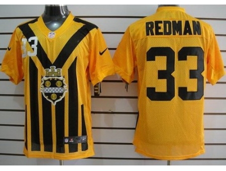 Nike Pittsburgh Steelers 33 Isaac Redman Yellow Elite 1933s Throwback NFL Jersey