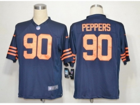 Nike Chicago Bears 90 Julius Peppers Blue Game Orange Number NFL