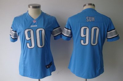 Women Nike Detroit Lions 90# Ndamukong Suh Blue Jersey