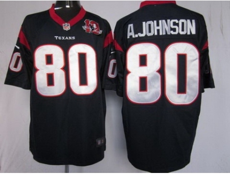 Nike Houston Texans 80 Andre Johnson Blue Game W 10th Patch NFL Jersey