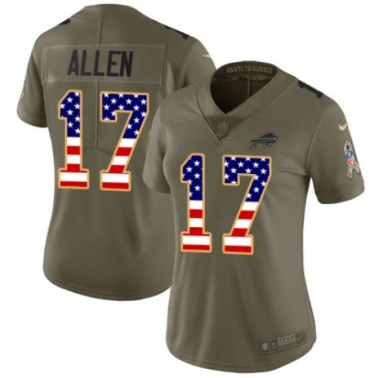 Womens Nike Buffalo Bills 17 Josh Allen Limited Olive USA Flag 2017 Salute to Service NFL Jersey