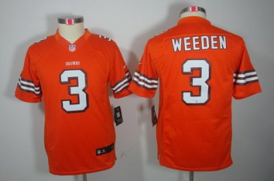 Nike Youth NFL Cleveland Browns #3 Brandon Weeden Orange Color[Youth Limited Jerseys]