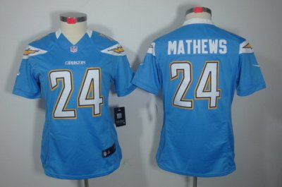 Nike Women San Diego Charger #24 Mathews Light Blue Color[NIKE LIMITED Jersey]