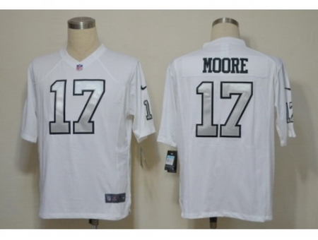 Nike Oakland Raiders 17 Denarius Moore White Game Silver number 