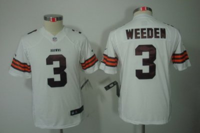 Nike Youth NFL Cleveland Browns #3 Brandon Weeden White Color[Youth Limited Jerseys]