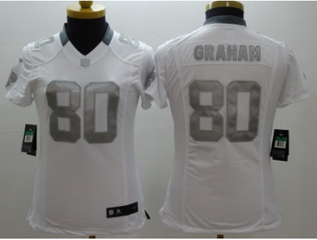 Women Nike New Orleans Saints #80 Jimmy Graham Platinum White Jerseys