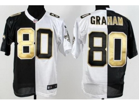 Nike New Orleans Saints 80 Jimmy Graham Black White Split NFL Jersey