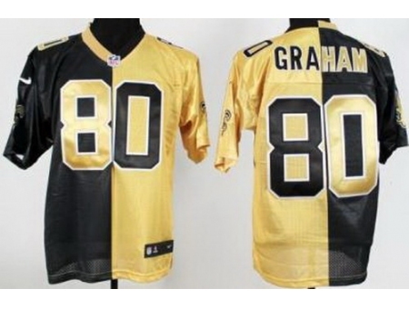 Nike New Orleans Saints 80 Jimmy Graham Black Gold Split NFL Jersey