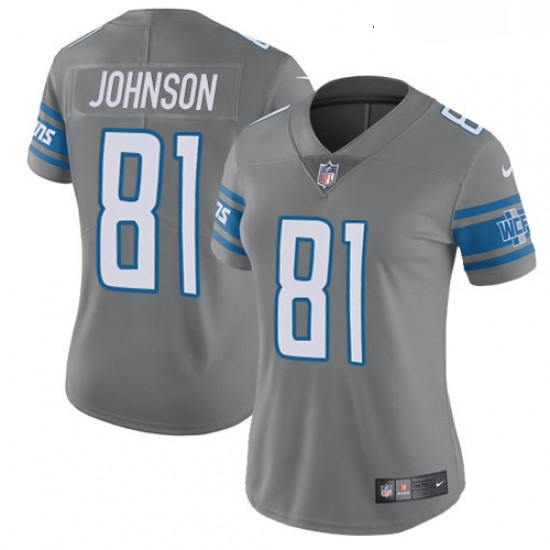 Womens Nike Detroit Lions 81 Calvin Johnson Limited Steel Rush V