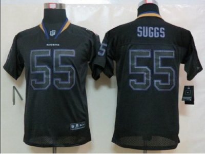 Nike Youth Baltimore Ravens #55 Terrell Suggs Black Jerseys(Lights Out Elite)