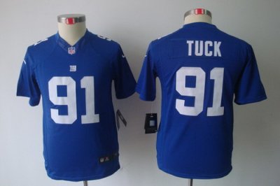 Youth Nike New York Giants 91# Justin Tuck Blue Limited Jerseys