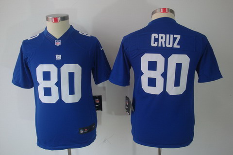 Nike Youth New York Giants #80 Cruz Blue Limited Jerseys