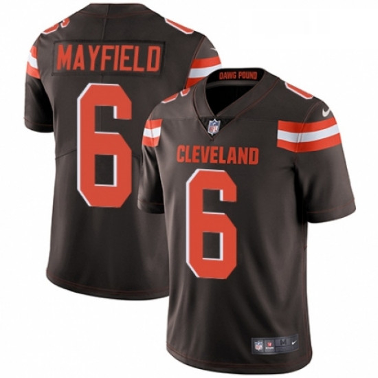 Mens Nike Cleveland Browns 6 Baker Mayfield Brown Team Color Vapor Untouchable Limited Player NFL Je