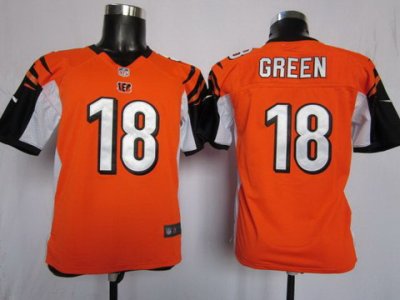 Youth Nike Cincinnati Bengals 18# A.J.Green Orange NFL Jerseys