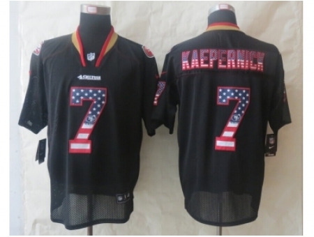 Nike San Francisco 49ers 7 Colin Kaepernick Black Elite USA Flag Fashion NFL Jersey