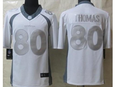 Nike Denver Broncos 80 Julius Thomas White Game Platinum NFL Jersey