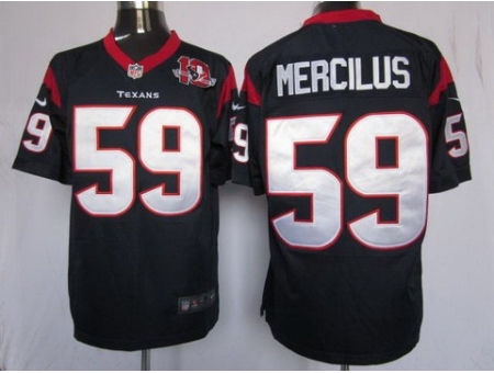 Nike Houston Texans 59 Whitney Mercilus Blue Game W 10TH Patch NFL Jersey