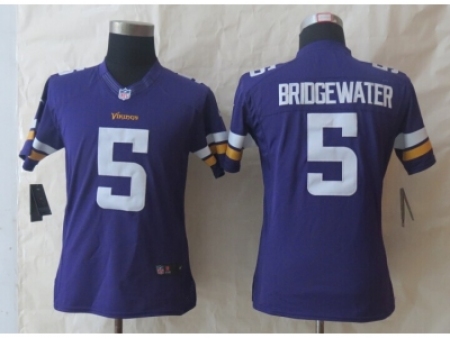 Women New Nike Minnesota Vikings #5 Bridgewater Purple Jerseys