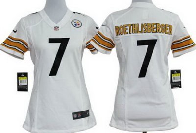 Women Nike Pittsburgh Steelers 7 Roethlisberger White Nike NFL Jerseys