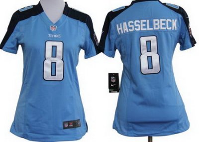 Women Nike Tennessee Titans 8# Matt Hasselbeck Light Blue Nike NFL Jerseys